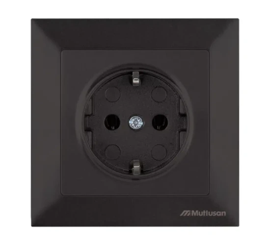 Контакт шуко единичен 16А черен Candela Mutlusan.png